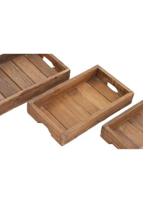 Rustic Wood Tray - Set of 3