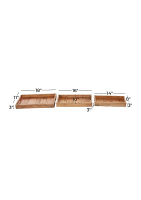 Rustic Wood Tray - Set of 3