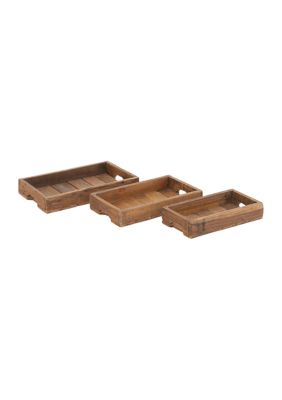 Rustic Wood Tray - Set of 3