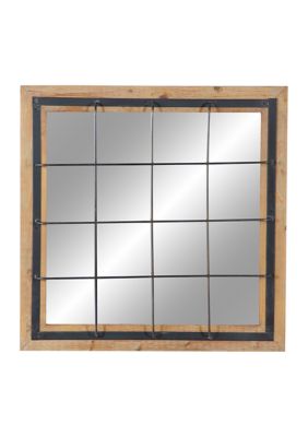 Industrial Wood Wall Mirror