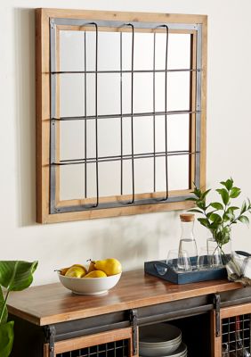 Industrial Wood Wall Mirror