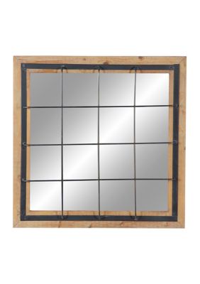 Industrial Wood Wall Mirror