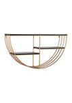 28 in x 15.5 in Black And Gold Metal And Wood Wall Shelf