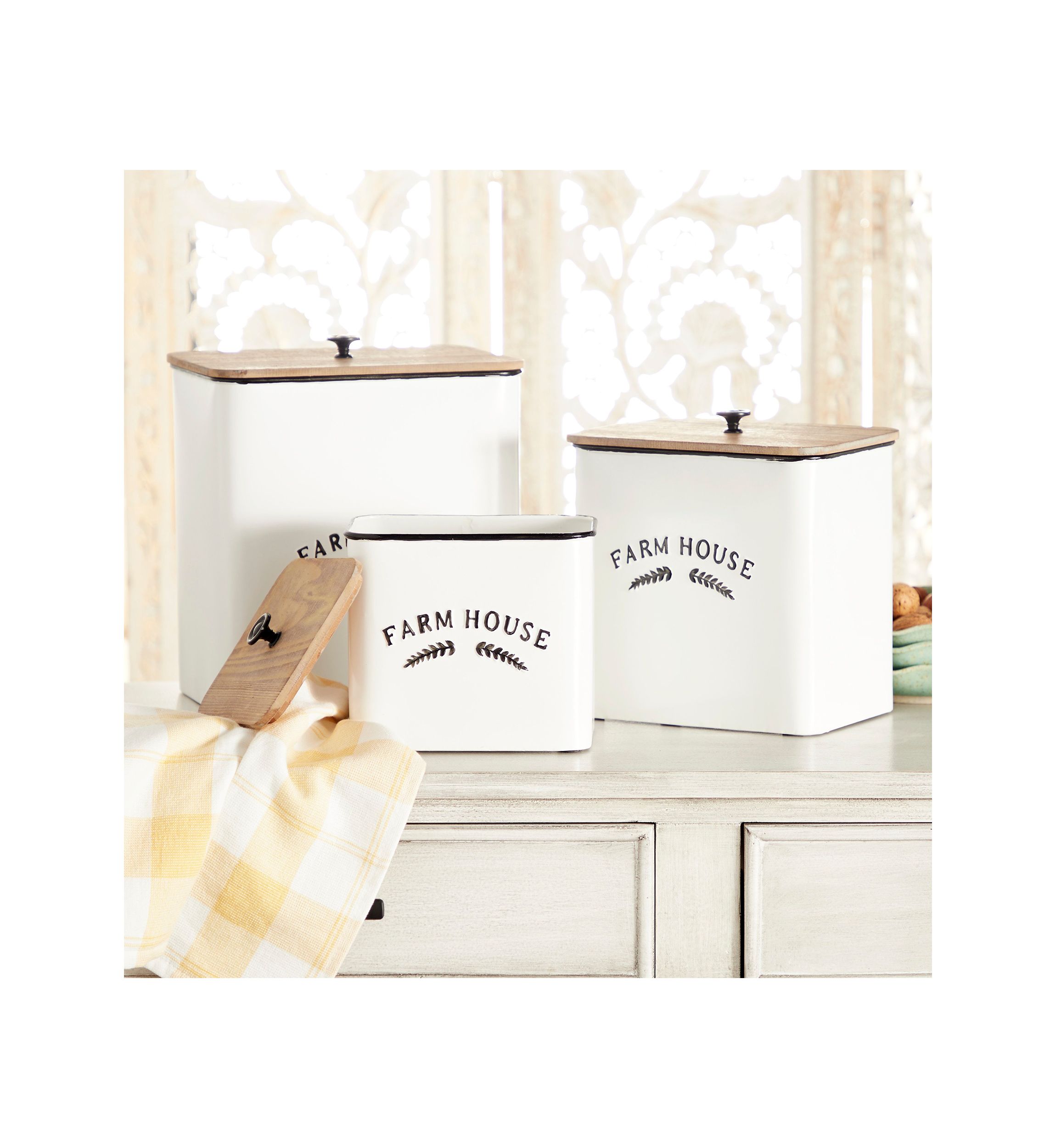Farmhouse Metal Canisters - Set of 3