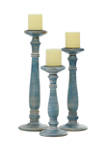 Wood Country Candle Holder  Set of 3