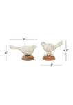 Set of 2 Mango Wood Farmhouse Bird Sculptures