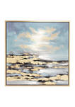 39 in x 39 in Extra Large Square Beach Sunset Framed Canvas Art
