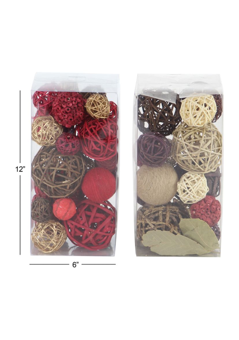 Traditional Dried Plant Orbs & Vase Filler - Set of 2