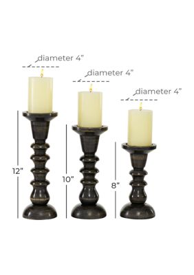 Traditional Wood Candle Holder - Set of 3