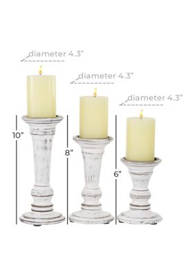 Country Cottage Wood Candle Holder - Set of 3