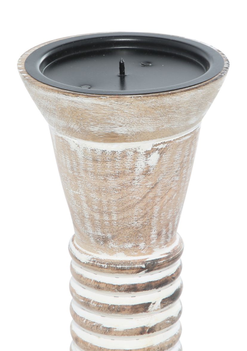 Traditional Wood Candle Holder - Set of 3