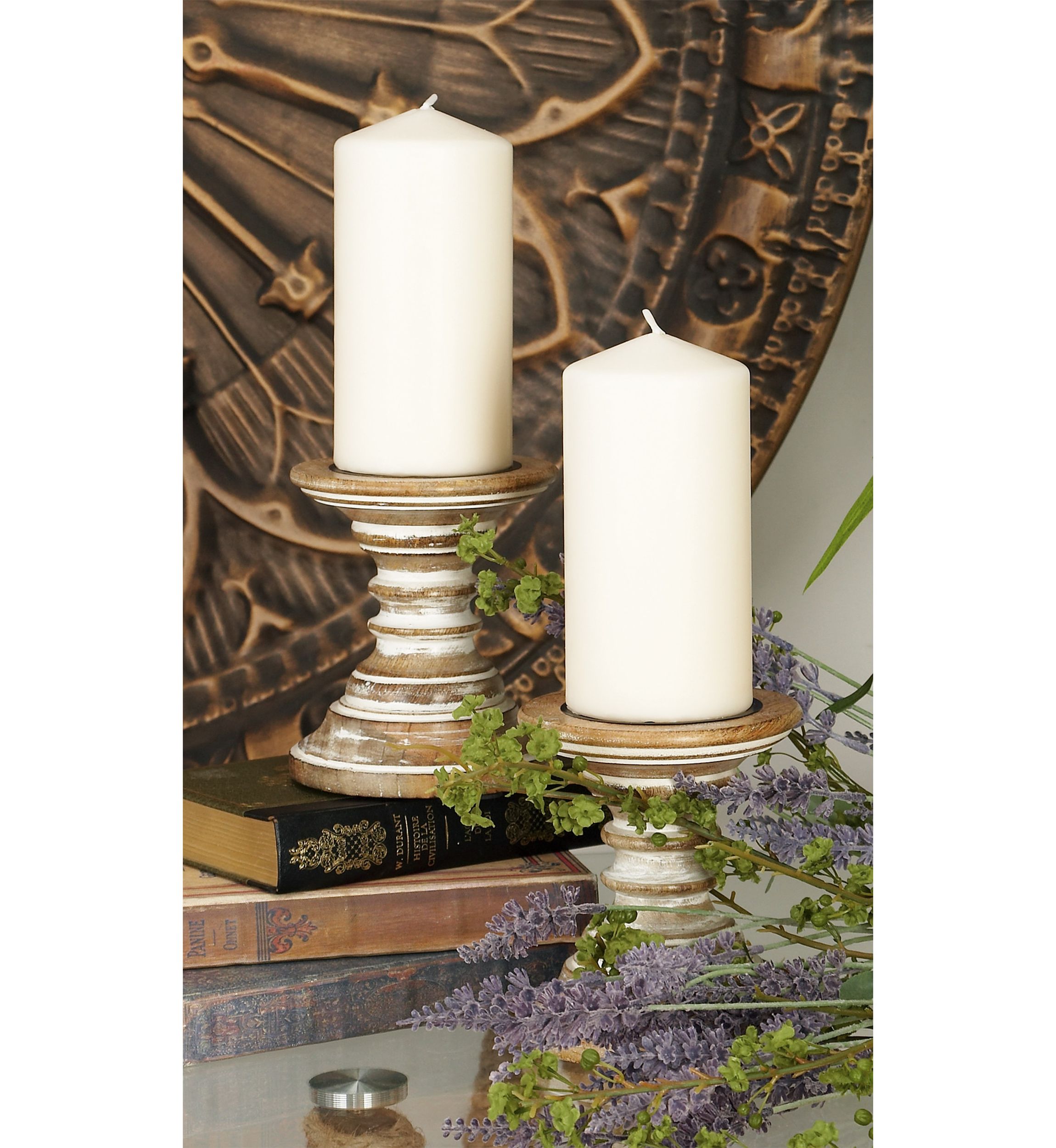 Traditional Mango Wood Candle Holder - Set of 2