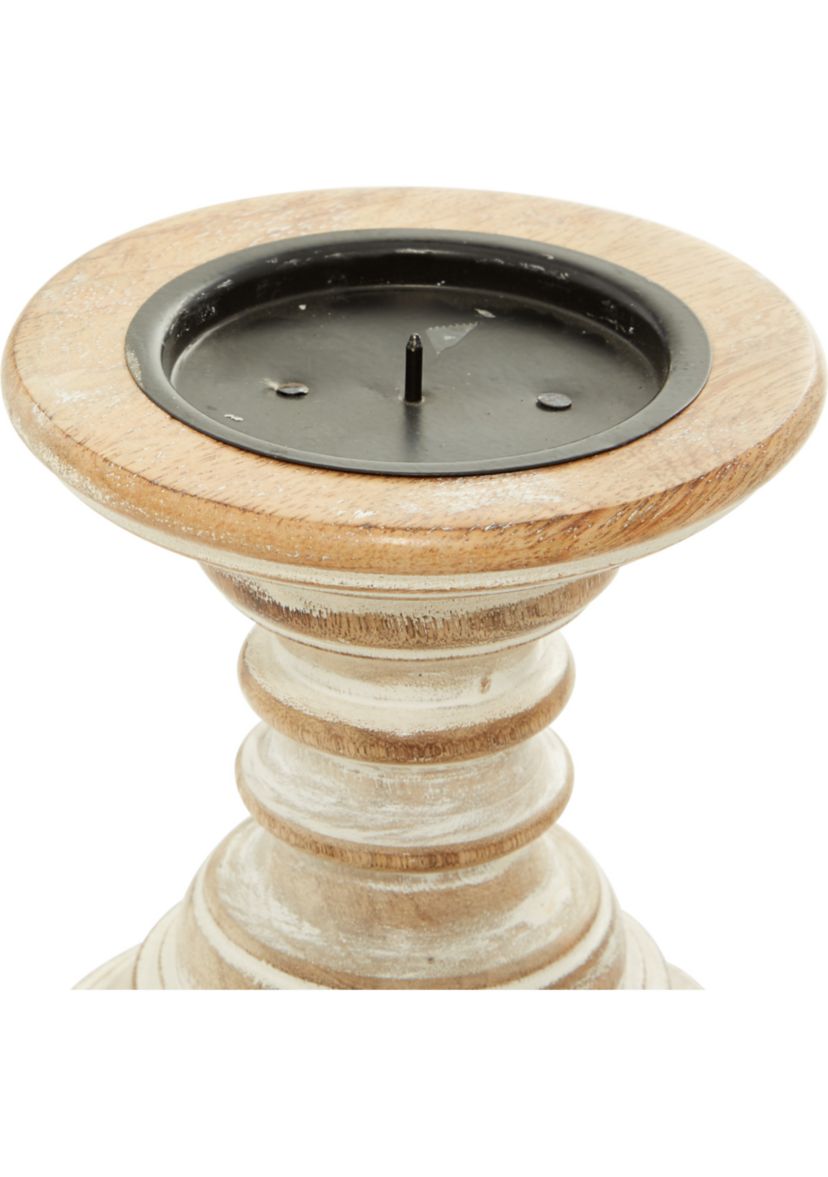 Traditional Mango Wood Candle Holder - Set of 2