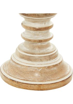 Traditional Mango Wood Candle Holder - Set of 2