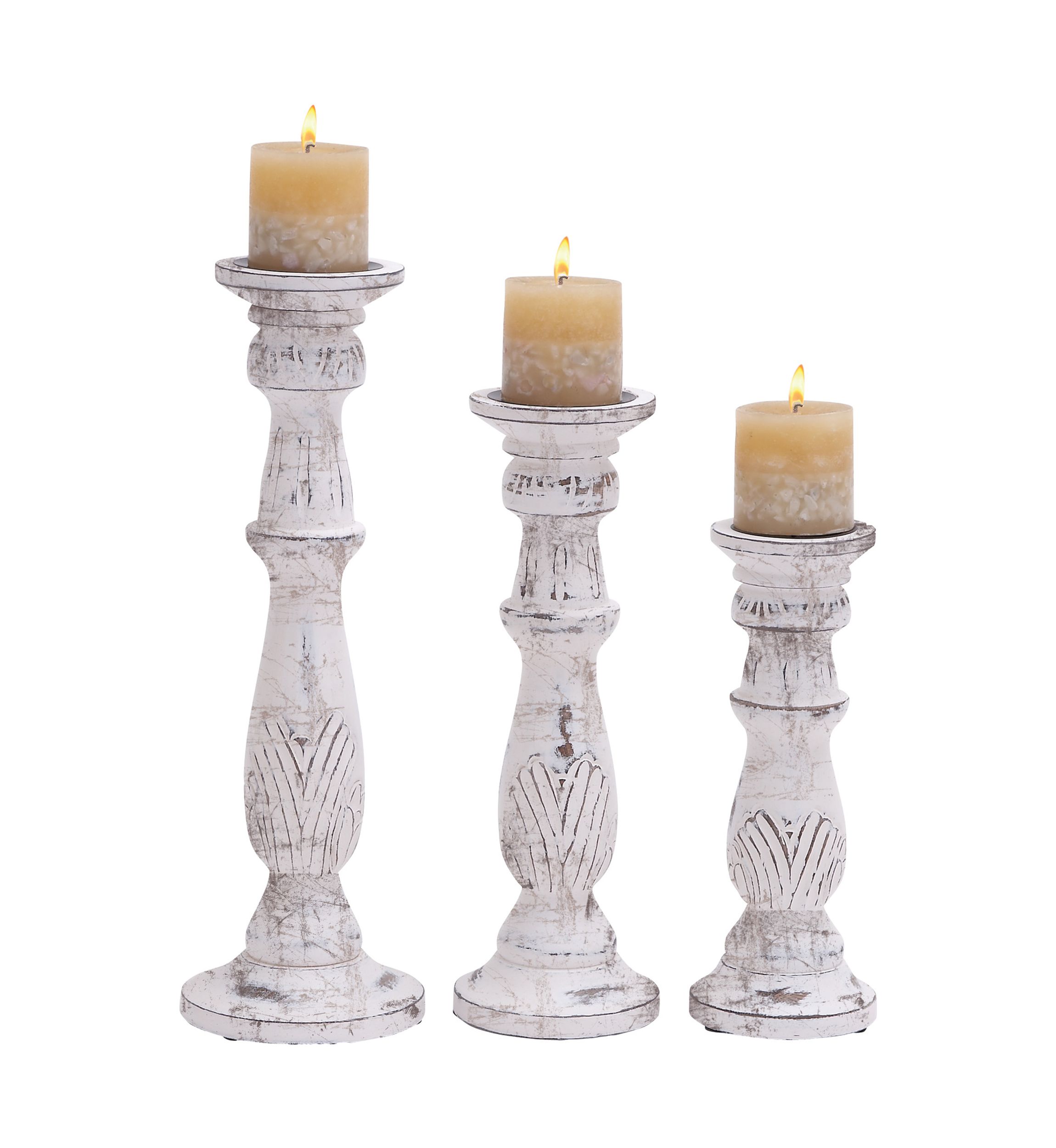 Traditional Mango Wood Candle Holder - Set of 3