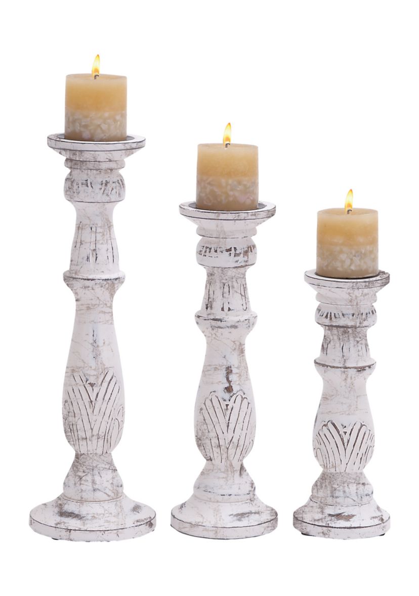 Traditional Mango Wood Candle Holder - Set of 3