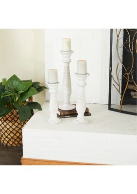 Traditional Mango Wood Candle Holder - Set of 3