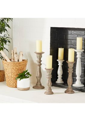 Traditional Mango Wood Candle Holder - Set of 3