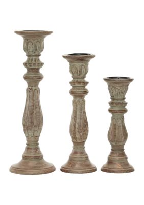 Traditional Mango Wood Candle Holder - Set of 3