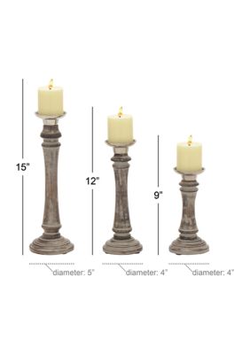 Traditional Mango Wood Candle Holder - Set of 3