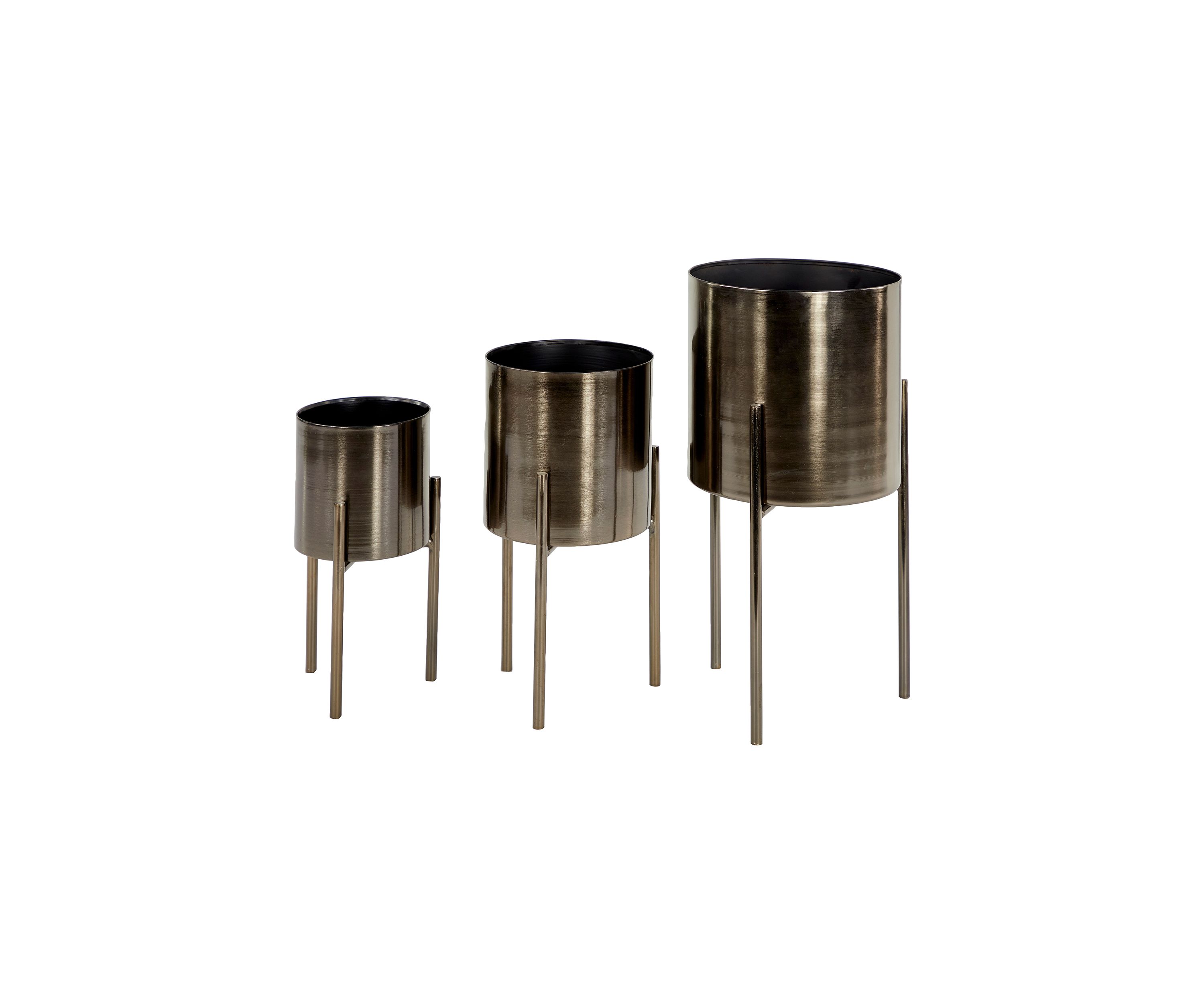 Contemporary Metal Planter - Set of 3