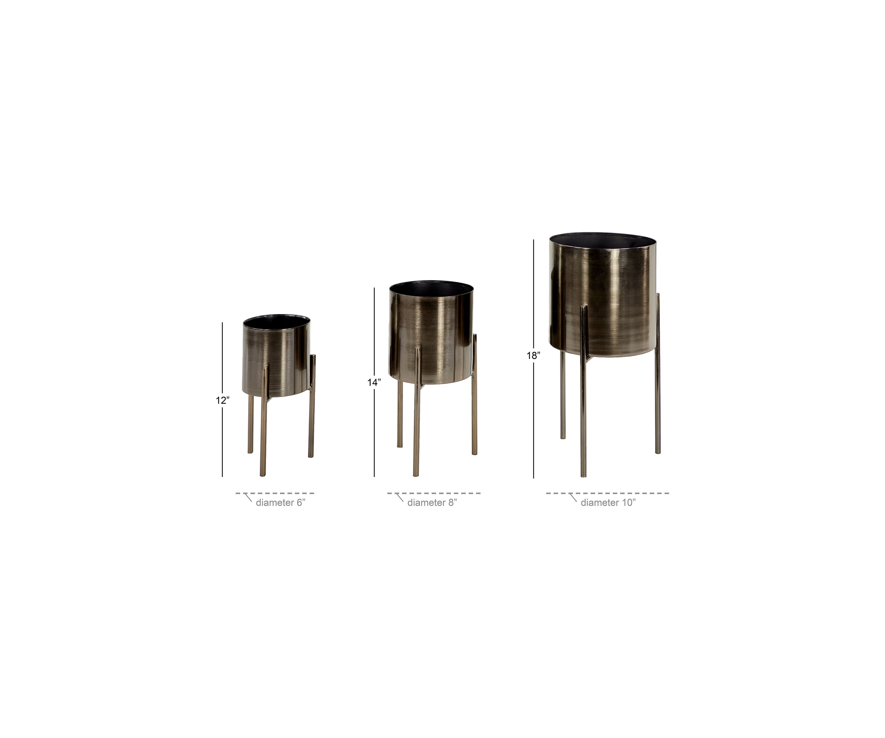 Contemporary Metal Planter - Set of 3