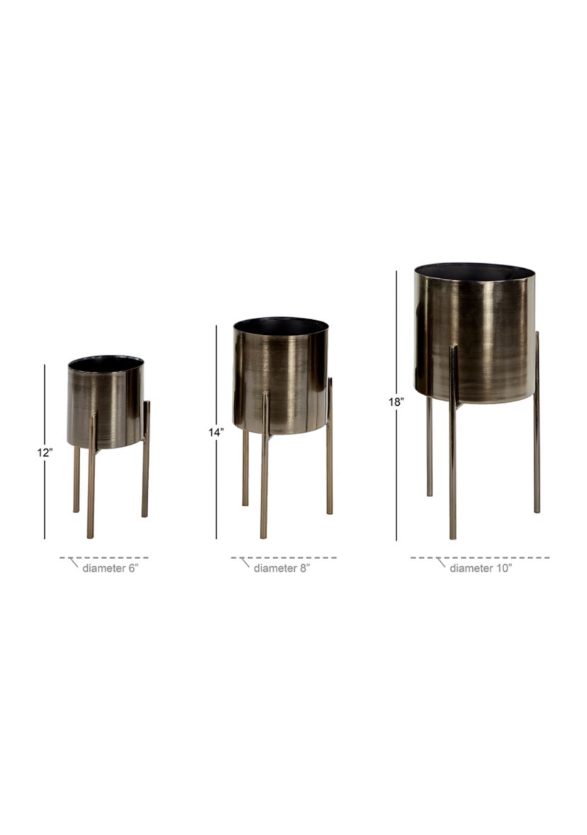 Contemporary Metal Planter - Set of 3