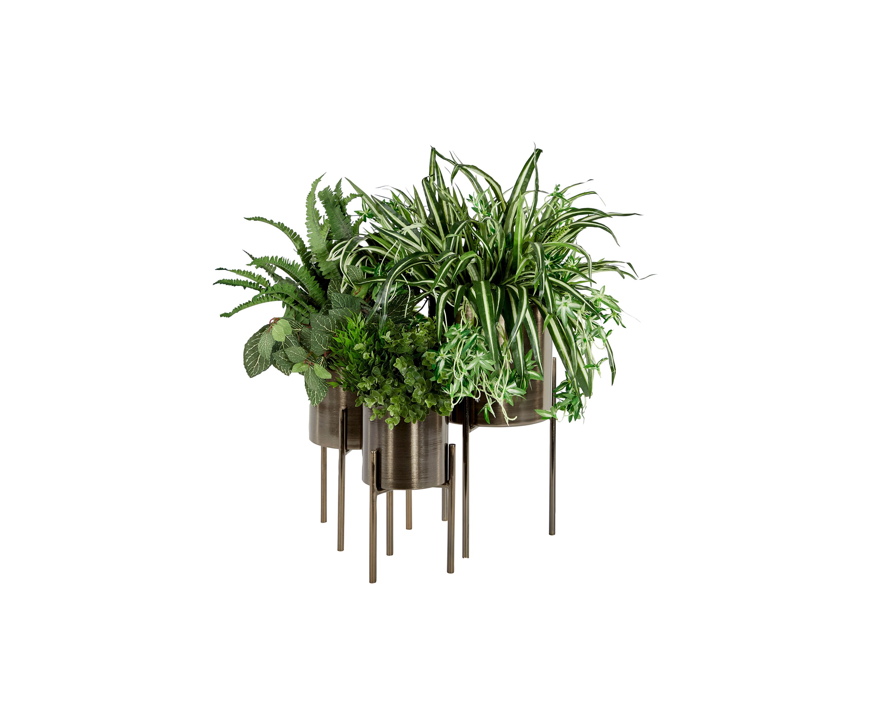 Contemporary Metal Planter - Set of 3
