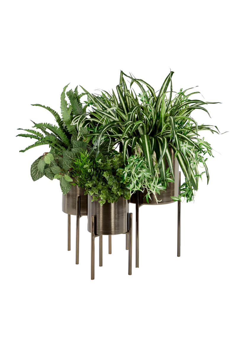 Contemporary Metal Planter - Set of 3
