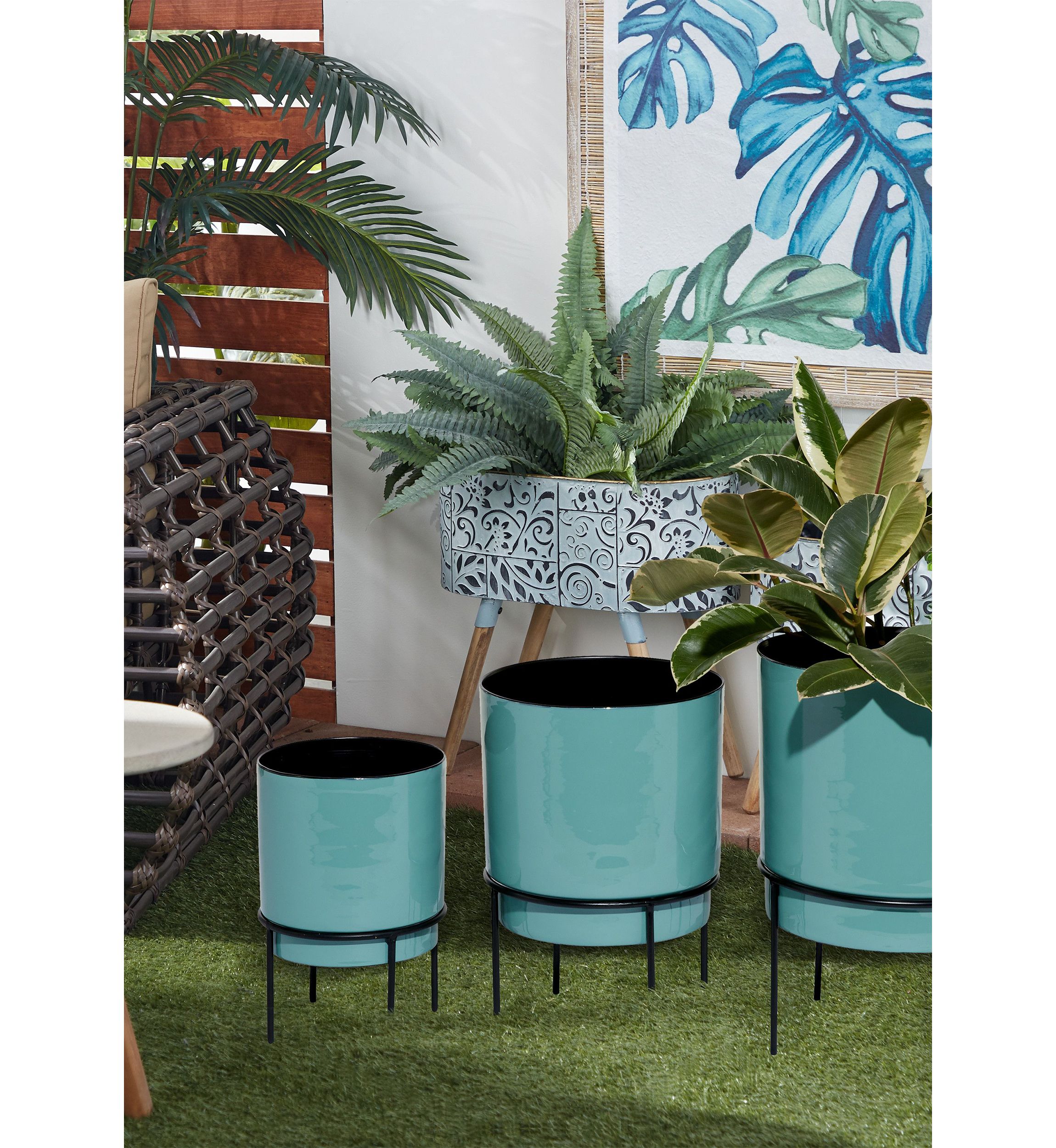 Contemporary Metal Planter - Set of 3