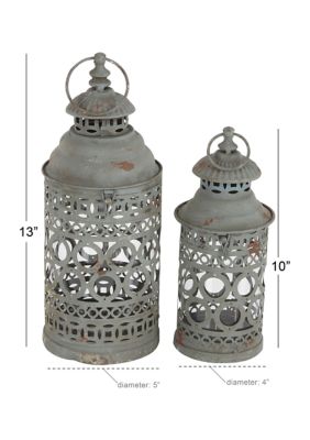 Rustic Metal Candle Lantern - Set of 2