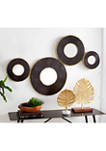 Contemporary Black Metal Round Wall Mirror Cluster Wall Décor with Metallic Gold Trim