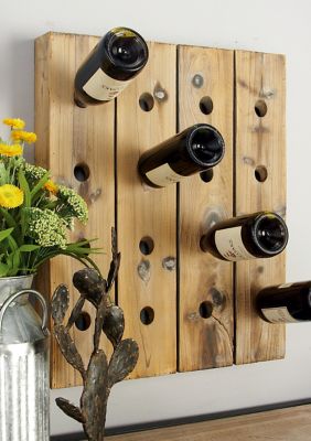 Rustic Wood Wall Wine Rack