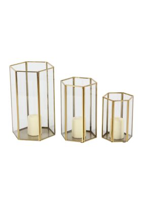 Modern Glass Candle Lantern - Set of 3