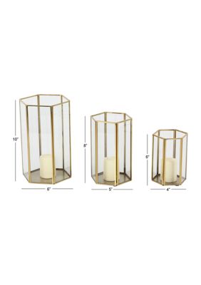 Modern Glass Candle Lantern - Set of 3