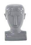 Eclectic Gray Stoneware Man Head Sculpture