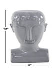 Eclectic Gray Stoneware Man Head Sculpture