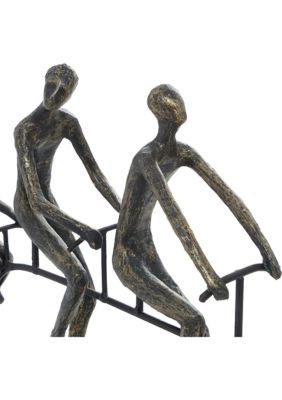 Brass Polystone Modern Sculpture - Bicyclist