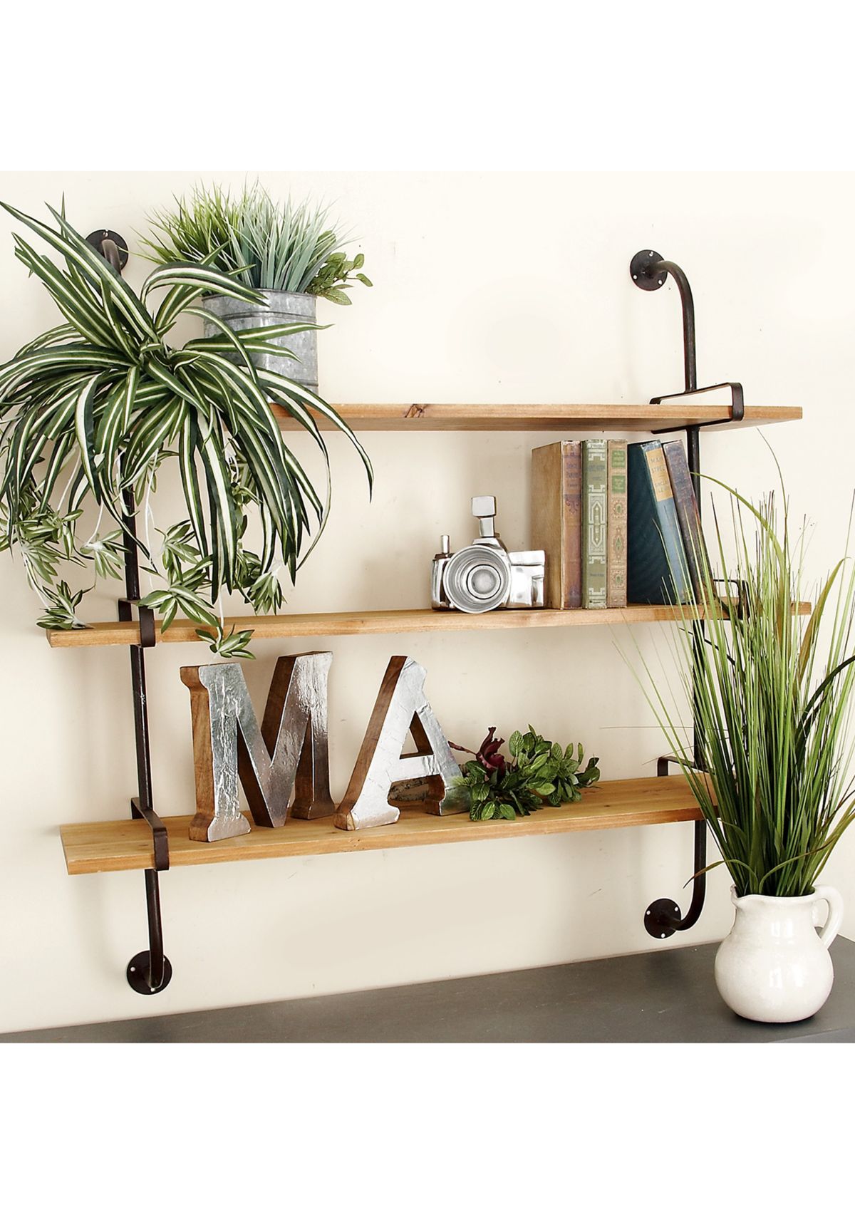 Industrial Wood Wall Shelf