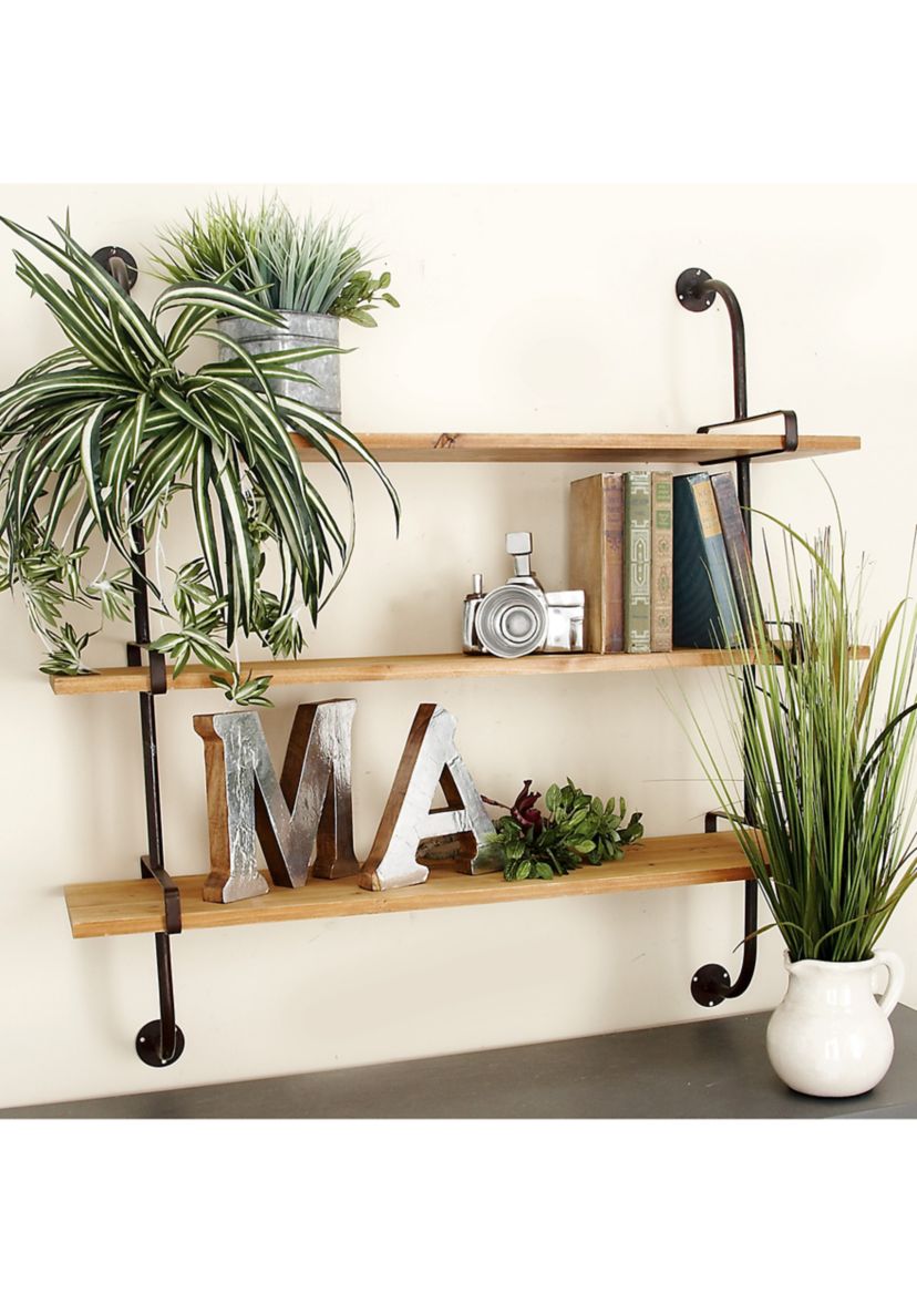 Industrial Wood Wall Shelf