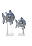 Set of 2  Metal Coastal Fish Sculpture