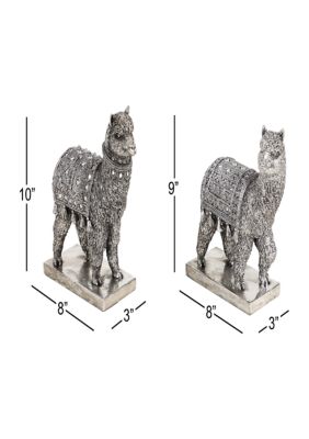 Set of 2 Resin Eclectic Llama Sculptures 