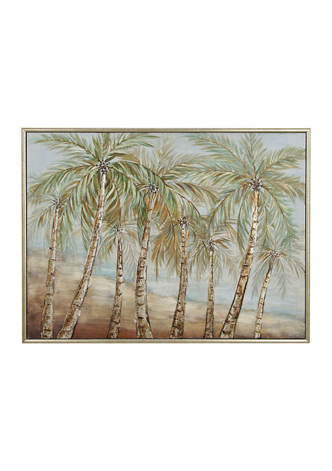 48 in x 37 in Extra Large Green Coconut Tree Framed Canvas Art