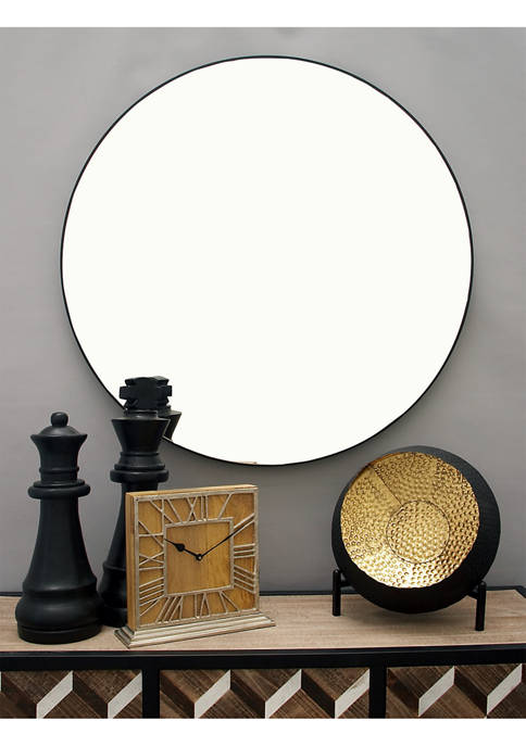 Modern Round Wooden Wall Mirror