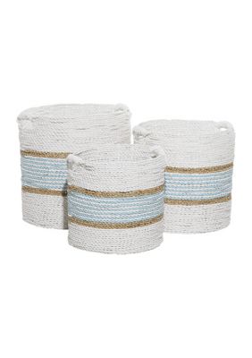 Coastal Wood Storage Basket - Set of 3