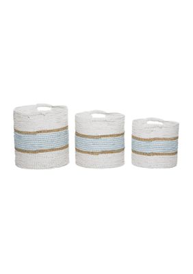 Coastal Wood Storage Basket - Set of 3