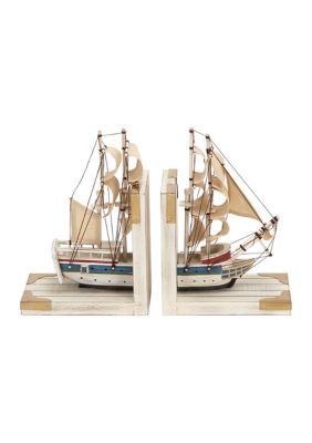 Coastal Wood Bookends - Set of 2