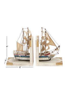 Coastal Wood Bookends - Set of 2