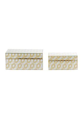 Gold Wood Glam Box - Set of 2