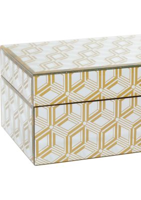 Gold Wood Glam Box - Set of 2